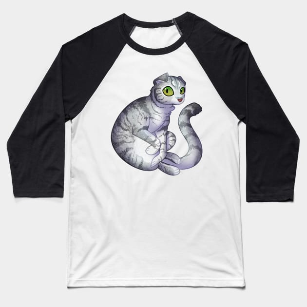 Cozy Scottish Fold Baseball T-Shirt by Phoenix Baldwin